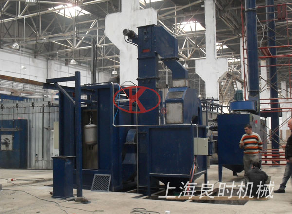 Sandblasting enameling line for inner tank of heater