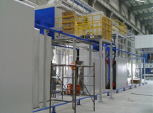 Shot blasting and oil coating line for thermal-formed parts of automobile A, B columns