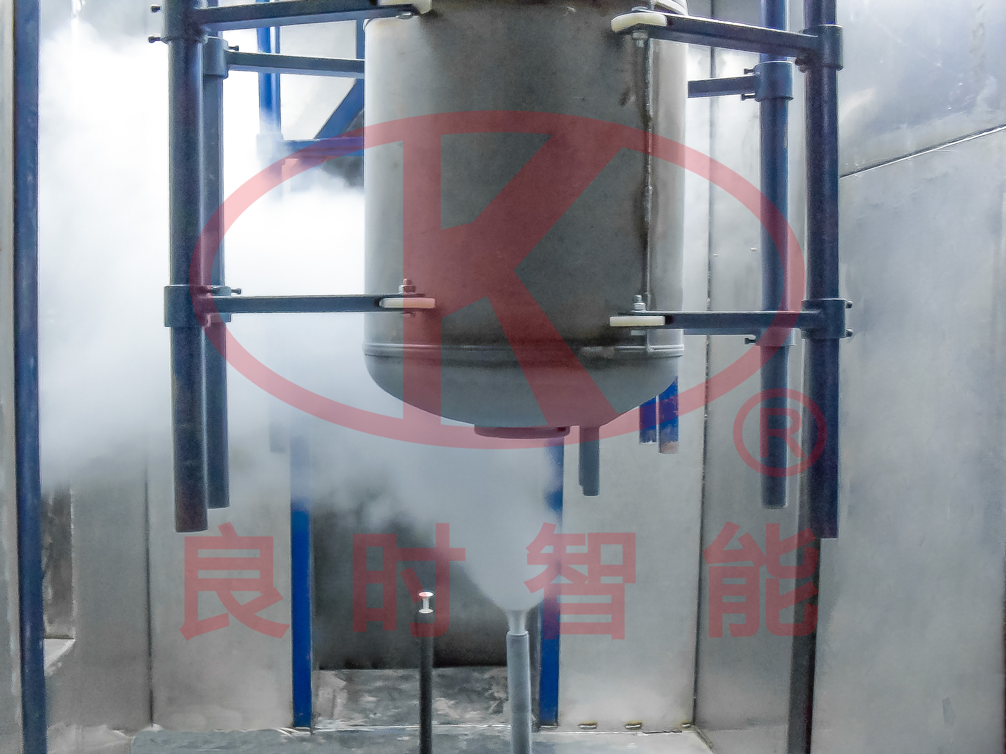Water heater liner sandblasting cleaning and wet enamel and drying molding production line