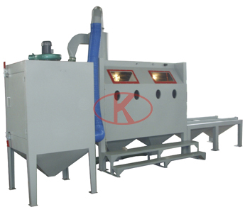 Mobile turning rolls double-station suction sandblasting cabinet