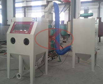 chemical polymer high efficiency double-gun double-silo continuous sand pressure sandblasting cabinet