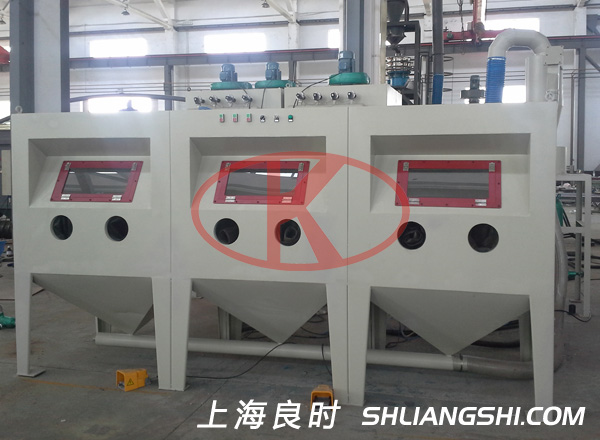 Film coating baffle 3-station environment protection pressure sandblasting cabinet