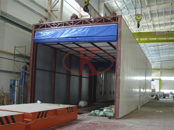 Sandblasting machine coating of electric vehicles transport  by rail  through-type sandblasting room spray room