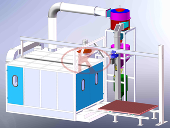 Full automatic pneumatic conveyor recycling sand/shot blasting room 3-dimension view