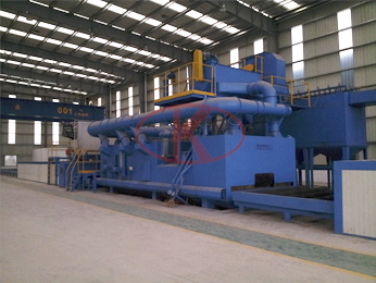 Marine steel shot blasting spraying pretreatment line