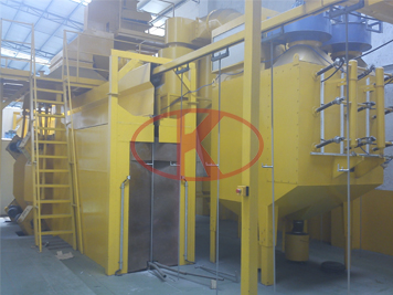 Frame structure hanging conveyor shot blasting production line