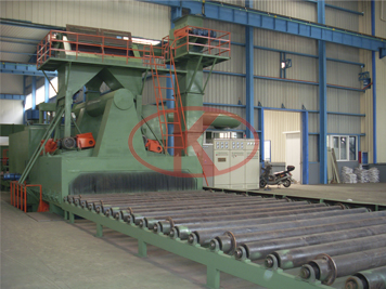 Steel plate and section steel roller conveyor pass type shot blasting line