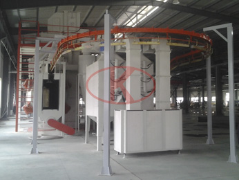 Vehicle maintenance equipment parts hanging conveyor shot blasting production linede